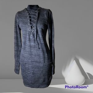 Venus lace up French terry tunic dress
